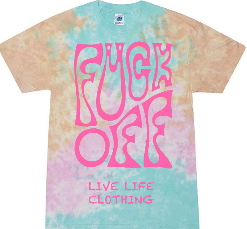 Baby Blue Tan Pink Tie Dye Tee - Fuck Off