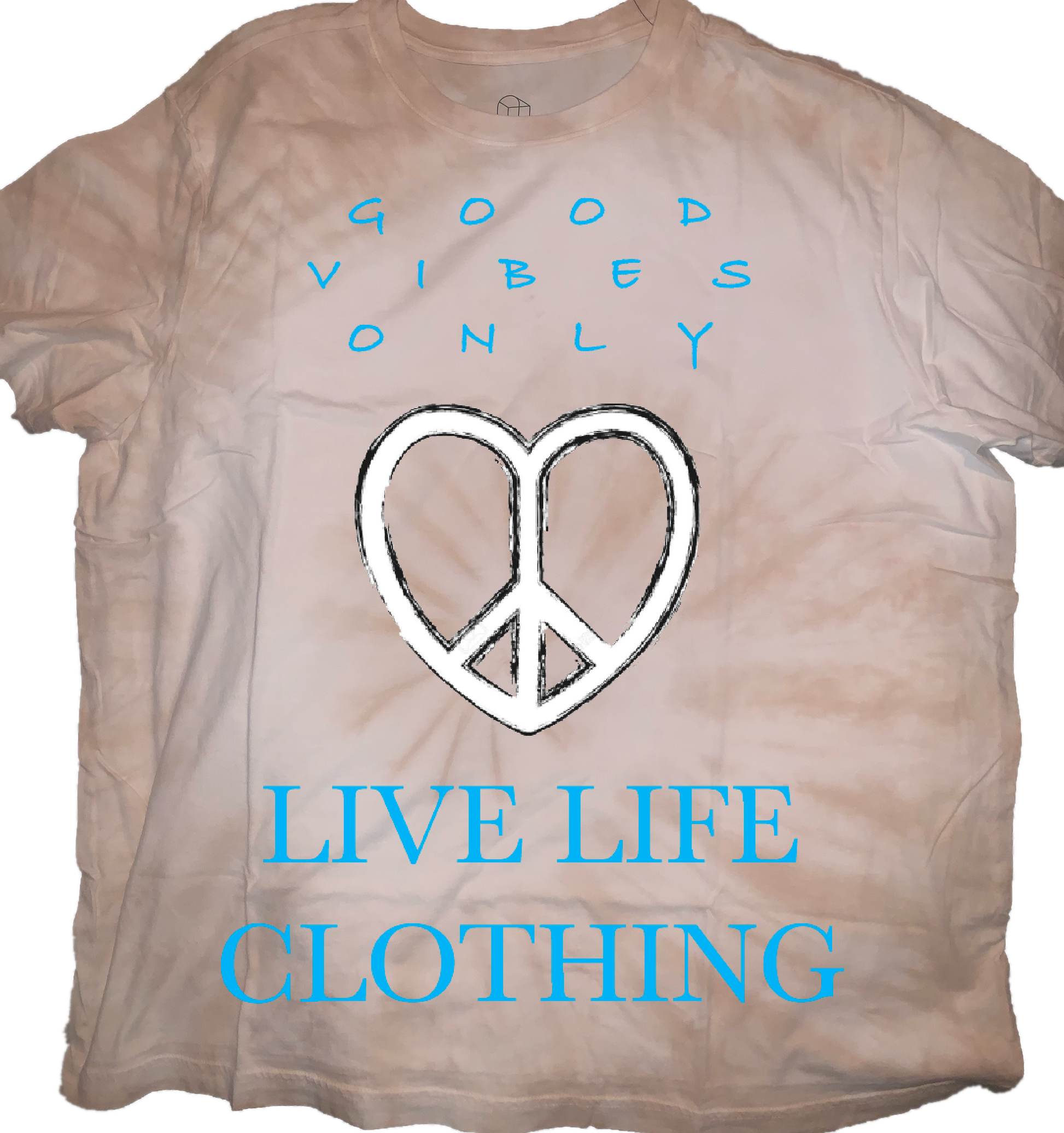 White on White Clouded Tie Dye Tee - Good Vibes Only