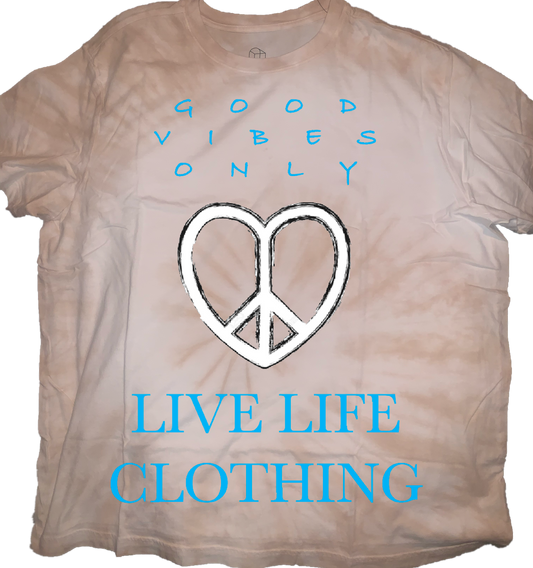 White on White Clouded Tie Dye Tee - Good Vibes Only